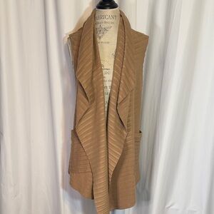 Le Moda Tan Sleeveless Drape Vest